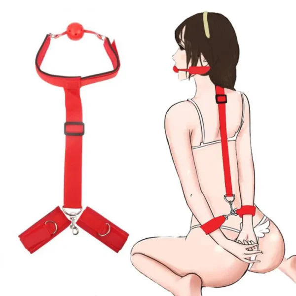 Bdsm Bondage Set Restraint Adult Game Handcuff Neck Collar Wrist Mouth Gag Strap Fetish SM Sex Toy For Woman Couples No Vibrator - Image 4