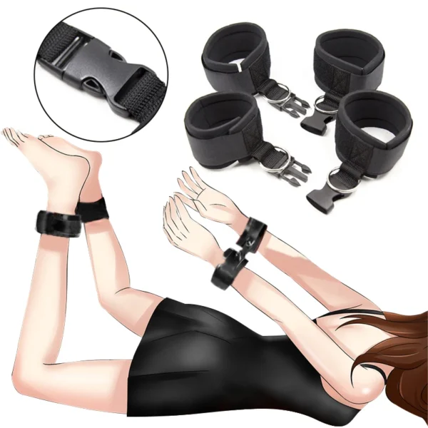 Bdsm Bondage Set Restraint Adult Game Handcuff Neck Collar Wrist Mouth Gag Strap Fetish SM Sex Toy For Woman Couples No Vibrator - Image 6
