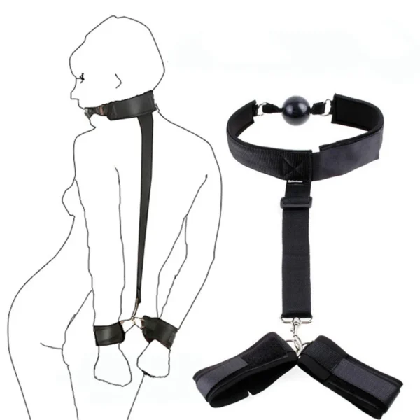 Bdsm Bondage Set Restraint Adult Game Handcuff Neck Collar Wrist Mouth Gag Strap Fetish SM Sex Toy For Woman Couples No Vibrator - Image 3